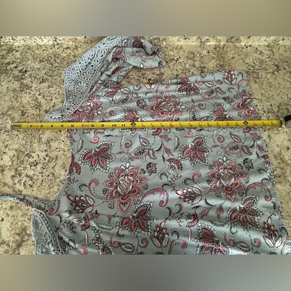 Xhilaration Cold Shoulder Boho Top Lace Crochet Bell 3/4 Sleeve Blue Size L - Picture 11 of 11